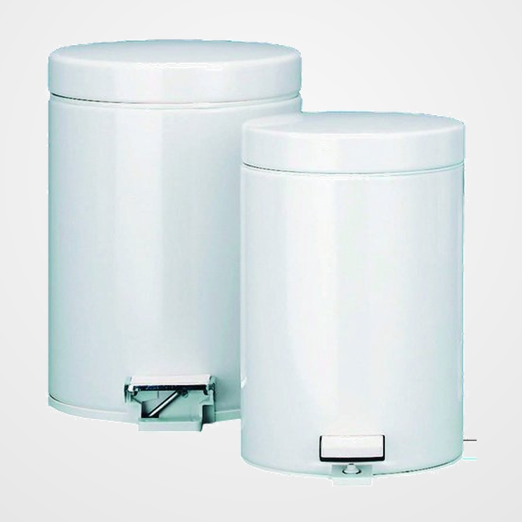 PAPELERA METALICA CON TAPA PEDAL 12 LITROS BLANCA