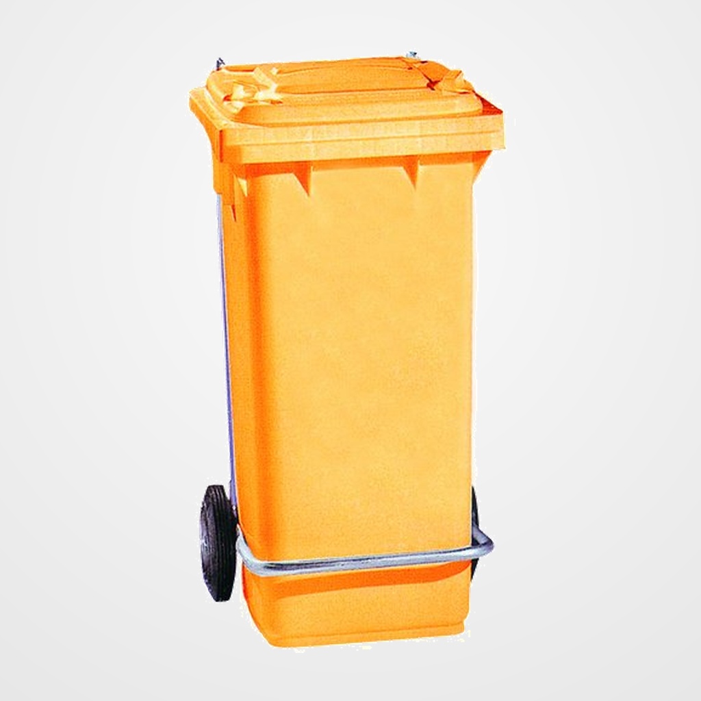 CONTENEDOR PROFESIONAL CON RUEDAS Y PEDAL 120 LITROS AMARILLO