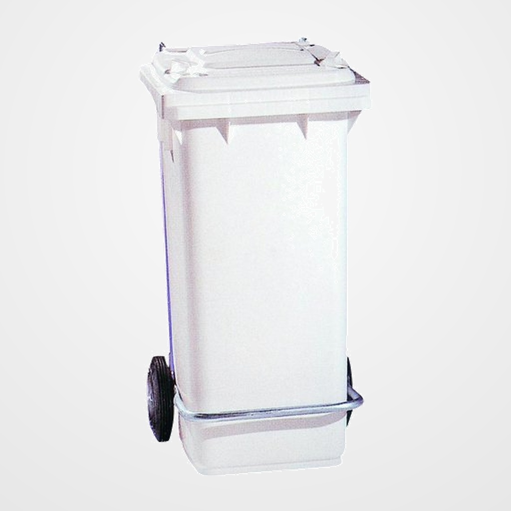 CONTENEDOR PROFESIONAL CON RUEDAS Y PEDAL 120 LITROS BLANCO