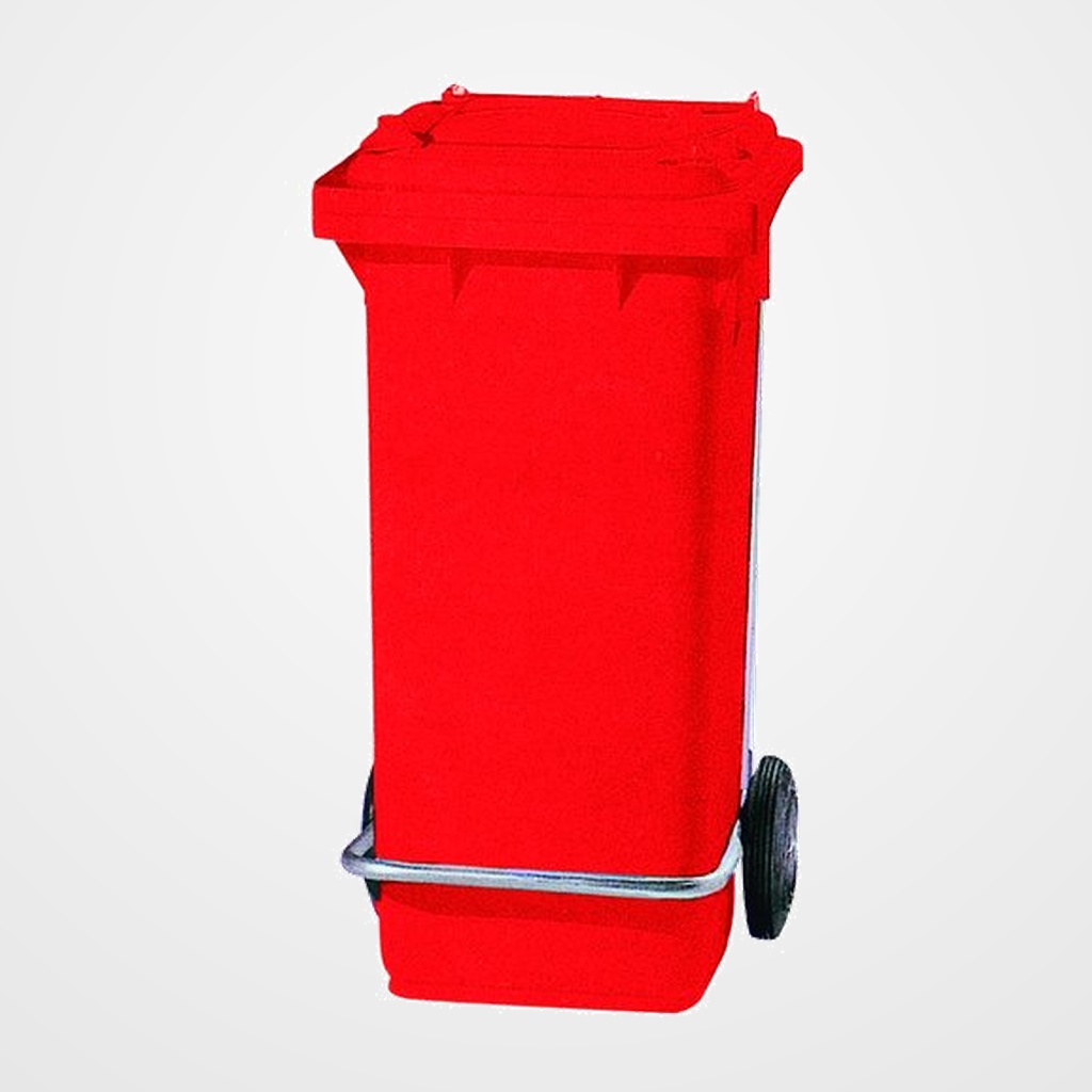 [14401306] CONTENEDOR PROFESIONAL CON RUEDAS Y PEDAL 120 LITROS ROJO