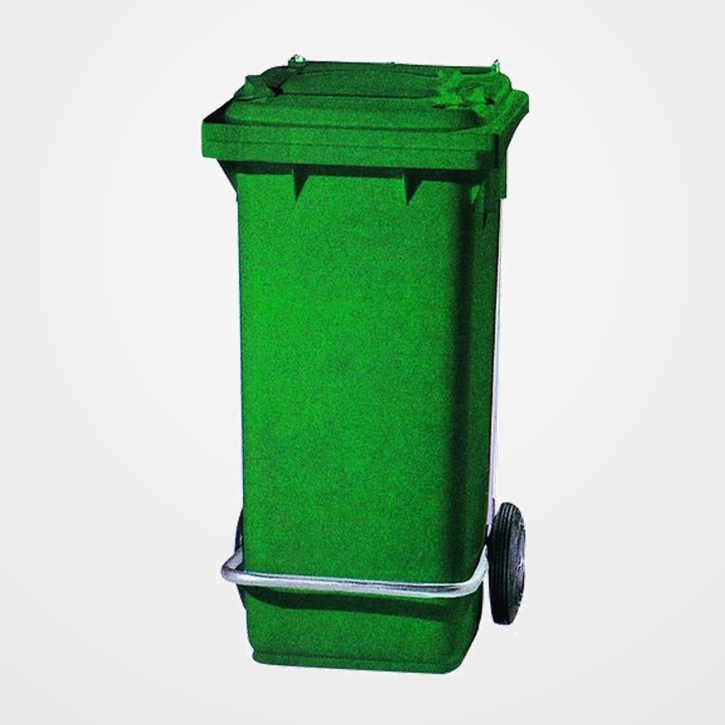 CONTENEDOR PROFESIONAL CON RUEDAS Y PEDAL 120 LITROS VERDE