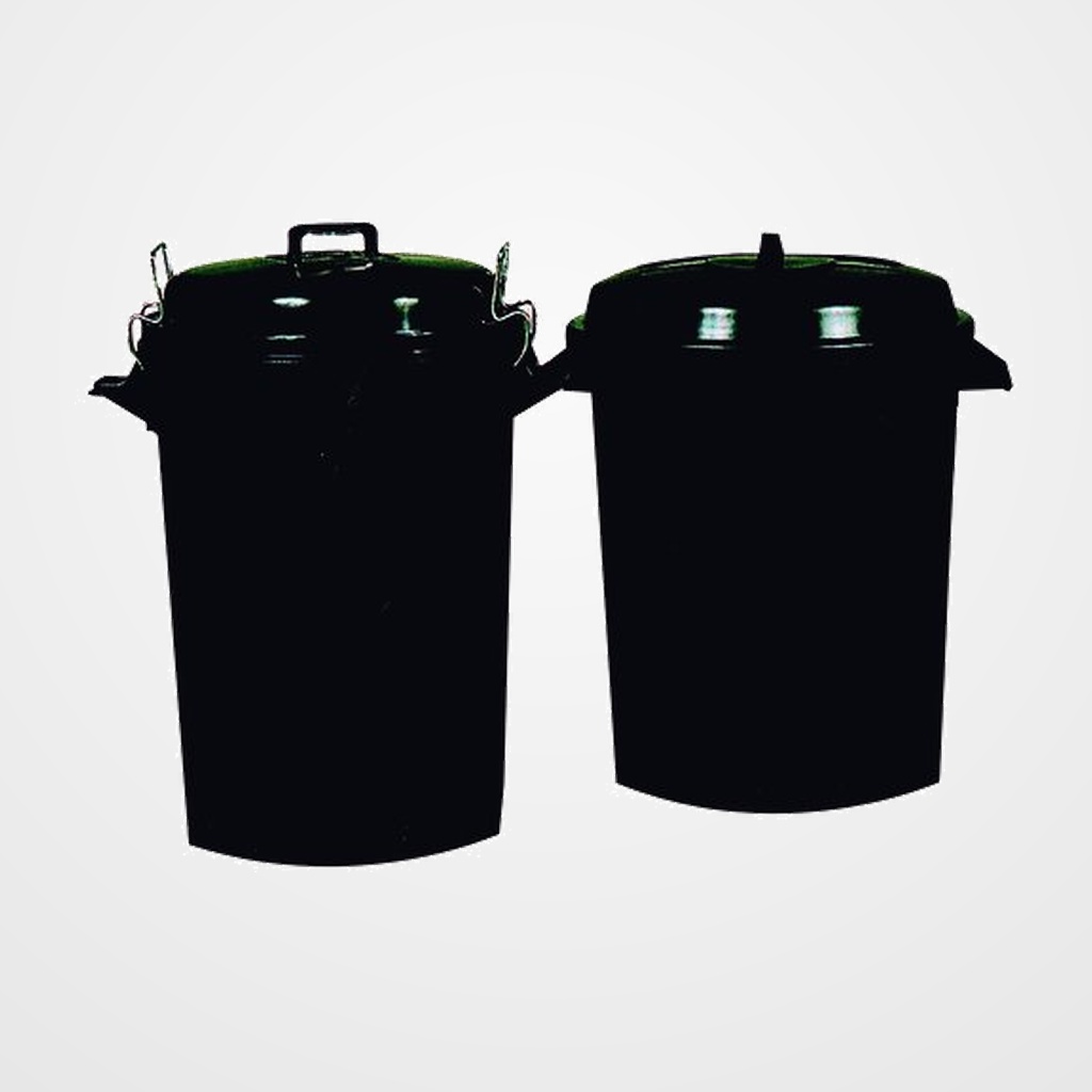 CUBO BASURA PLASTICO CON TAPA 100 LITROS NEGRO