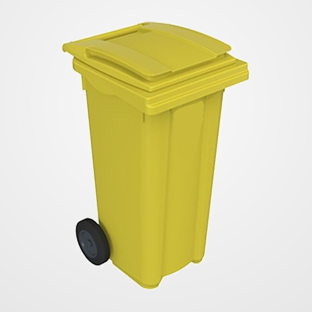 CUBO MULTIUSOS CON RUEDAS 120 LITROS TAPA AMARILLO