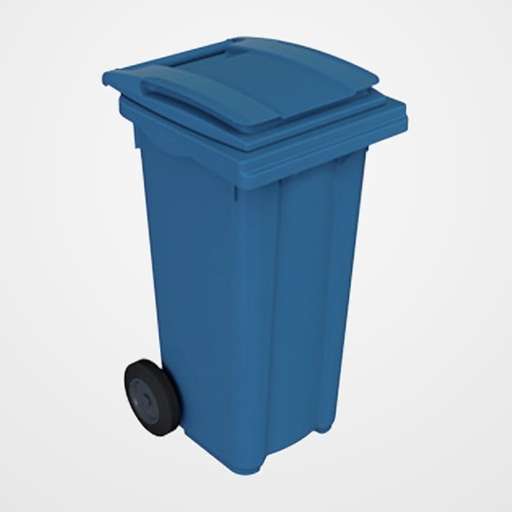 CUBO MULTIUSOS CON RUEDAS 120 LITROS TAPA AZUL