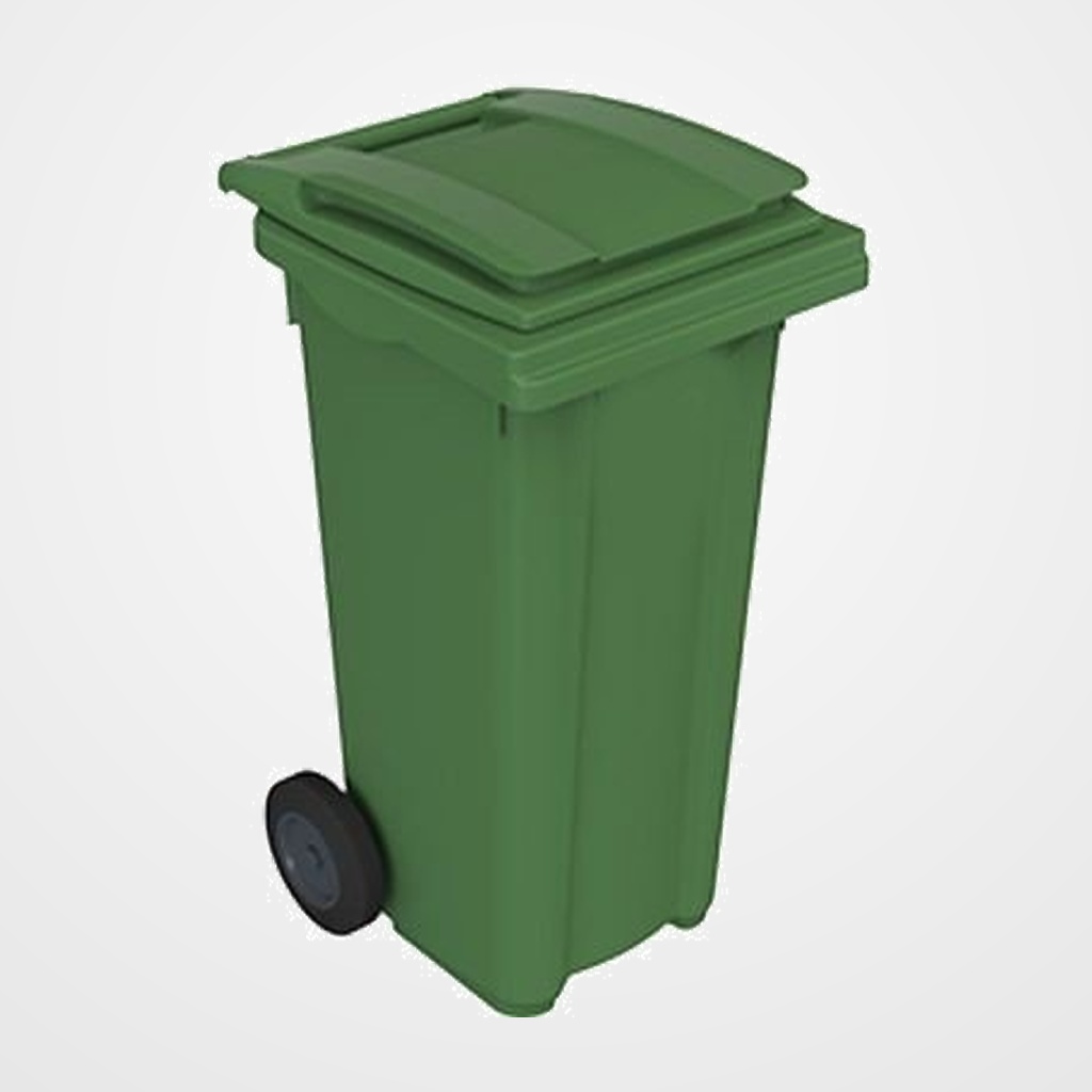 CUBO MULTIUSOS CON RUEDAS 120 LITROS TAPA VERDE