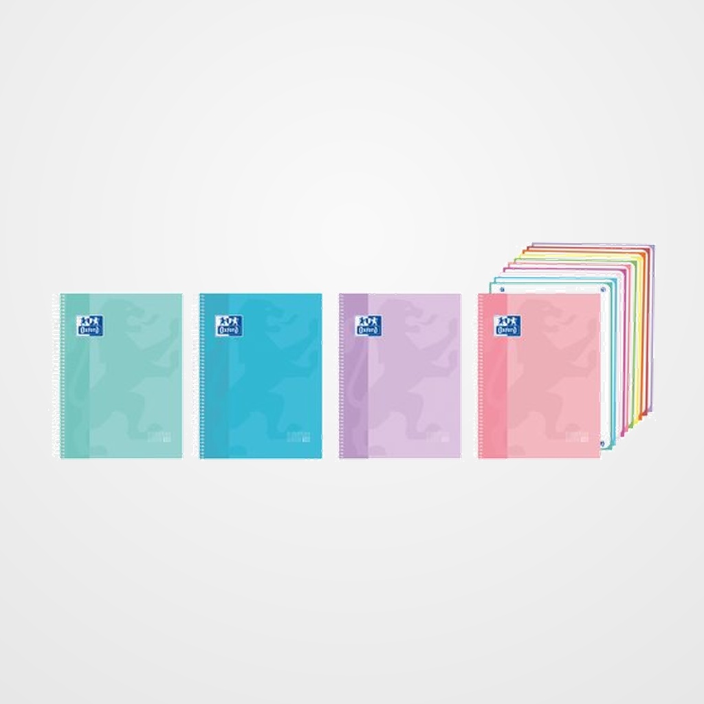 BLOC OXFORD SCHOOL EU.BOOK 10 TOUCH micro.tapa EXTRA A4+ 200h CUADRIC.5x5 90g SURTIDO (4 col. pastel)
