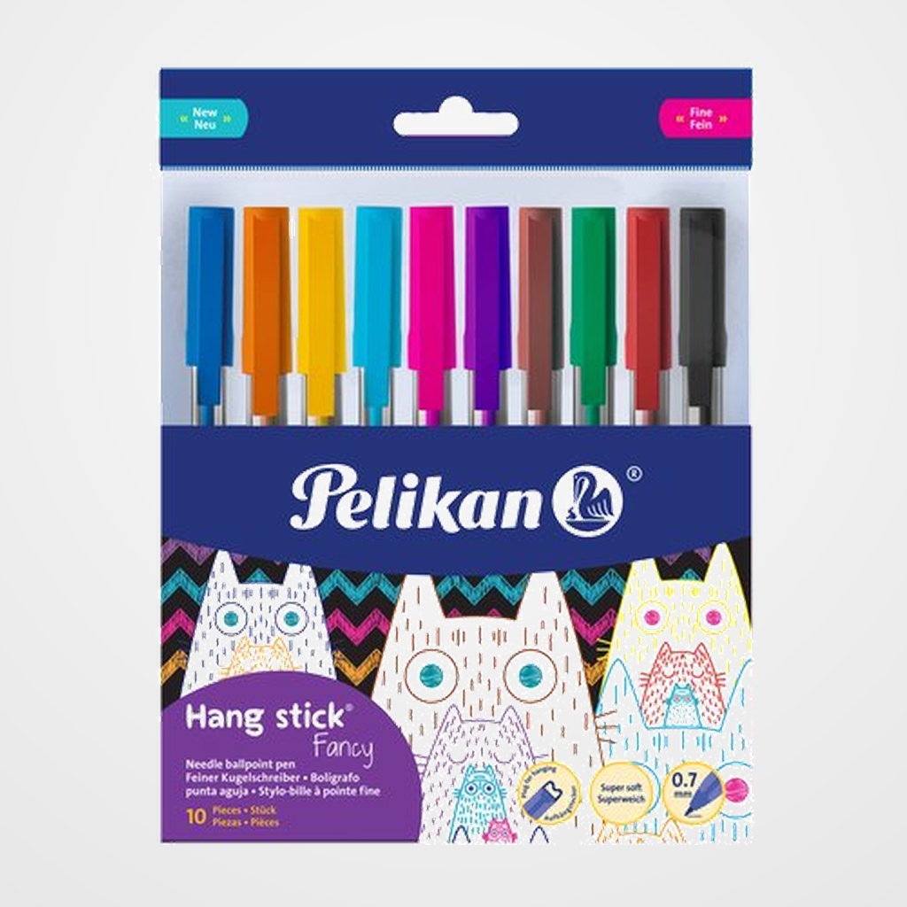 [10103249] BOLIGRAFO PELIKAN HANG STICK SURTIDO FANCY BLISTER DE 10