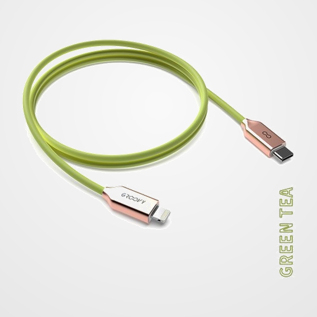 CABLE GROOVY CABLE USB-C - LIGHTNING APPLE ALTO RENDIMIENTO 2,0A SALVIA PANTONE C5487 1 m.