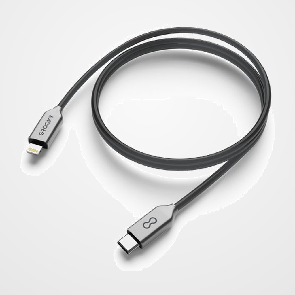CABLE GROOVY USB-C - LIGHTNING APPLE ALTO RENDIMIENTO 2,0A SILICONA GRIS 1 m.
