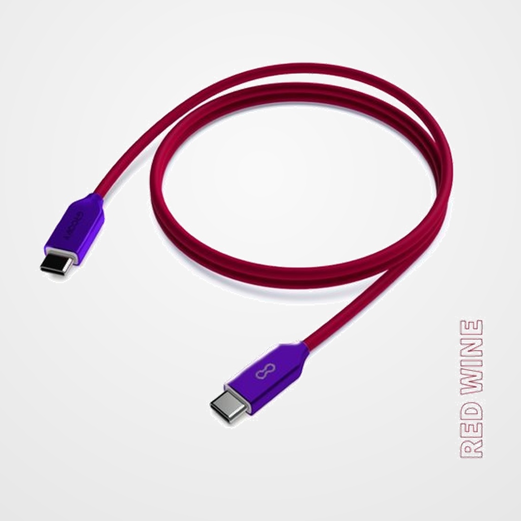 [42502368] CABLE GROOVY USB-C - USB-C ALTO RENDIMIENTO 2,0A RED WINE PANTONE 194 1 m.