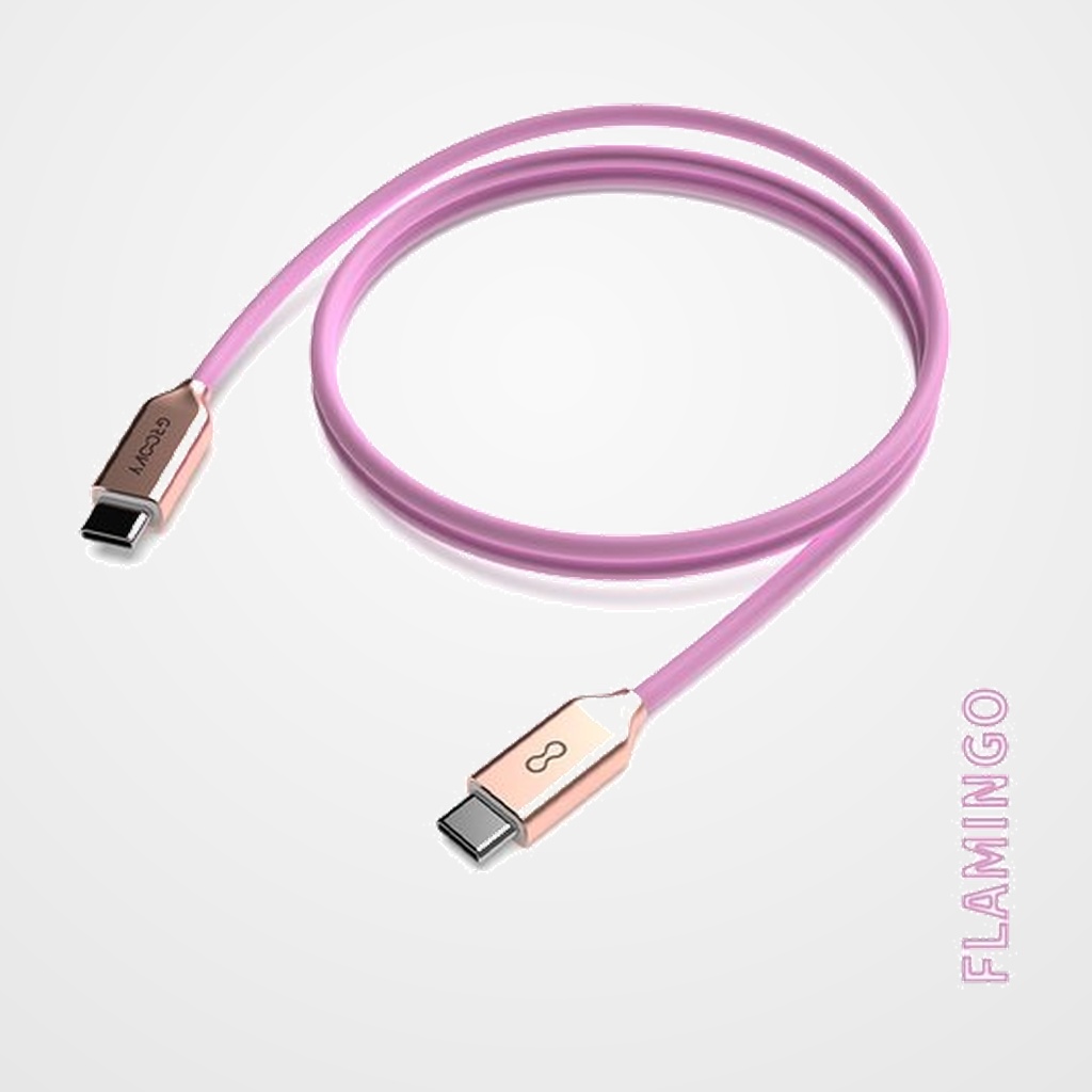 CABLE GROOVY USB-C - USB-C ALTO RENDIMIENTO 2,0A ROSA PANTONE C672 1 m.