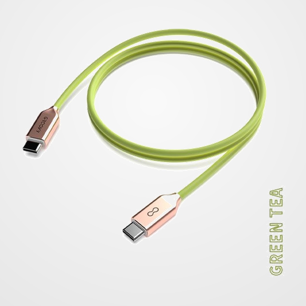 CABLE GROOVY USB-C - USB-C ALTO RENDIMIENTO 2,0A SALVIA PANTONE C5487 1 m.