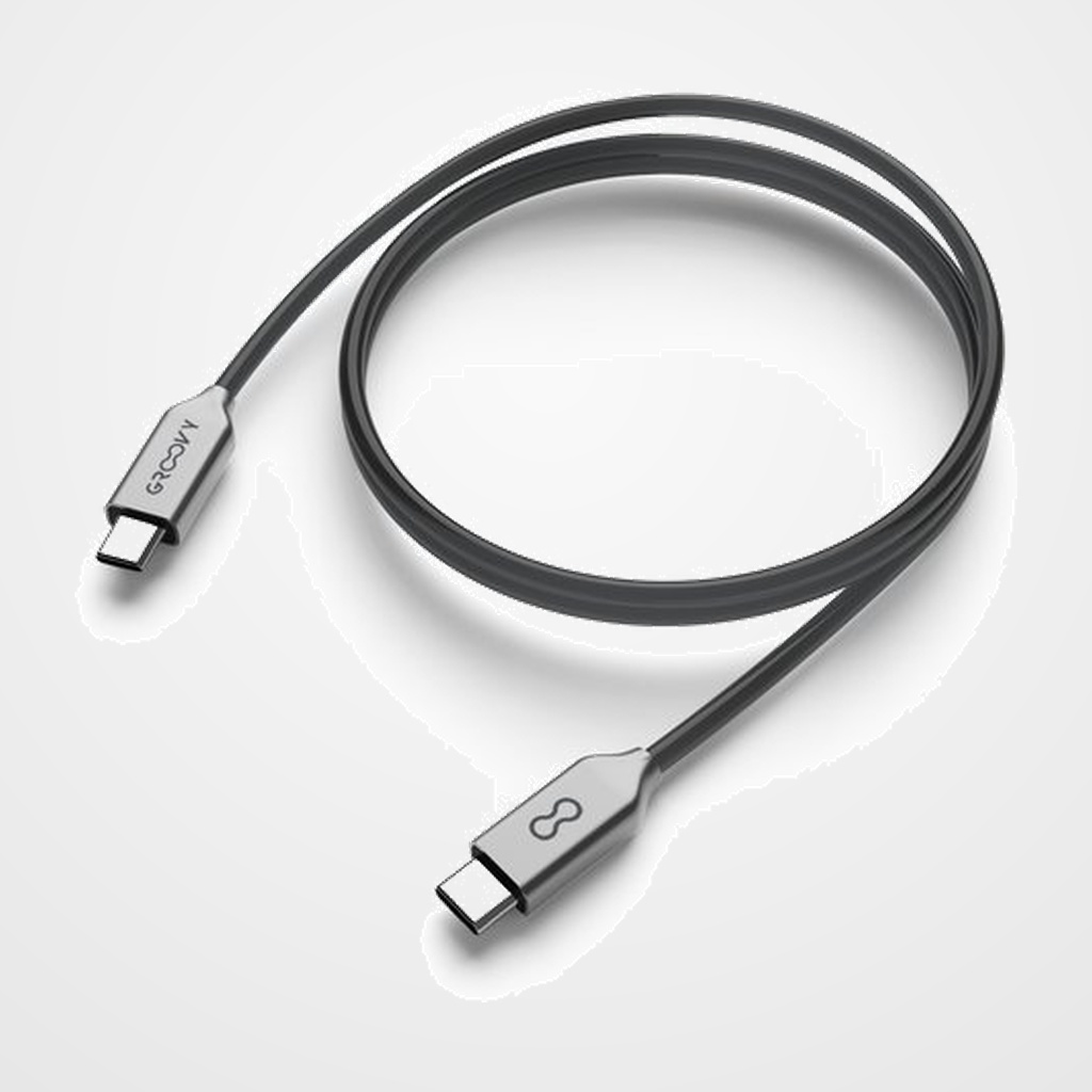 CABLE GROOVY USB-C - USB-C ALTO RENDIMIENTO 2,0A SILICONA GRIS 1 m.