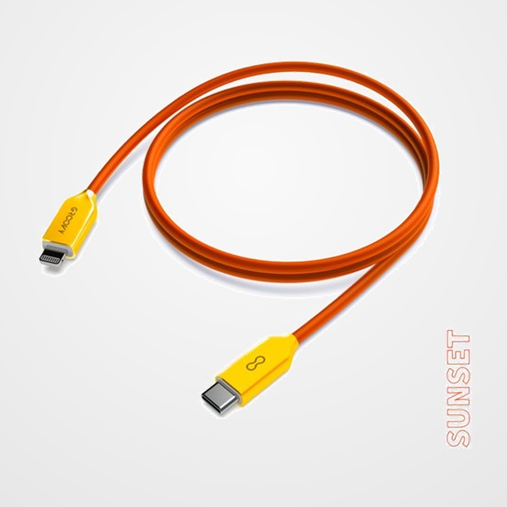 CABLE GROOVY USB-C - USB-C ALTO RENDIMIENTO 2,0A SUNSET PANTONE 172 1 m.