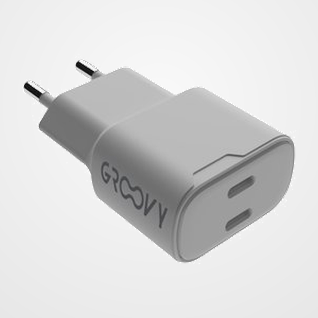 CARGADOR GROOVY DE PARED 2x USB-C 30W CARGA RAPIDA