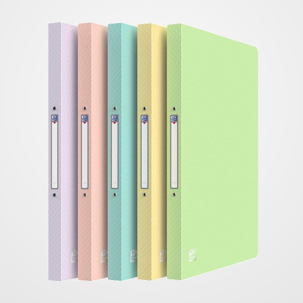 CARPETA de ANILLAS OXFORD/ELBA URBAN PP TRANSLUCIDO A4+ 2 an.REDONDA 15mm SURTIDO (5 col. pastel)