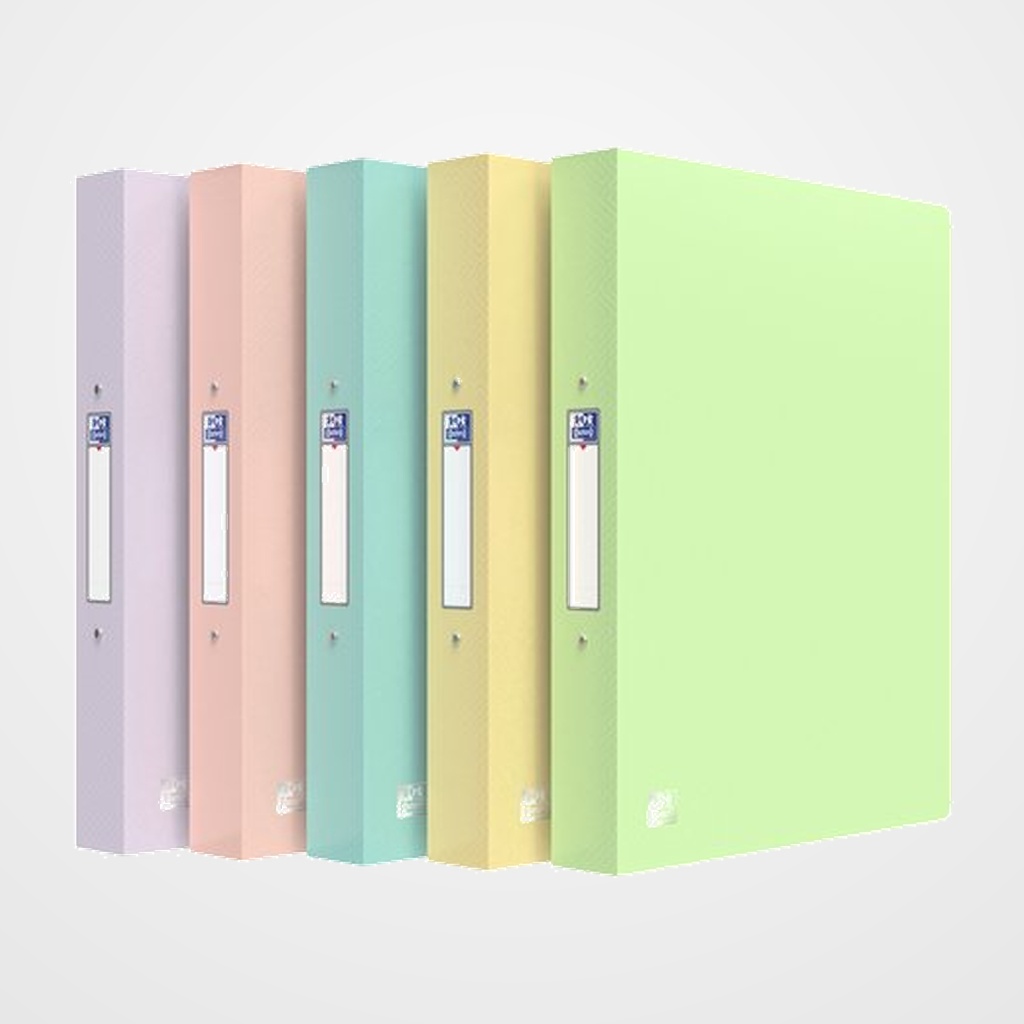 CARPETA de ANILLAS OXFORD/ELBA URBAN PP TRANSLUCIDO A4+ 2 an.REDONDA 30mm SURTIDO (5 col. pastel)