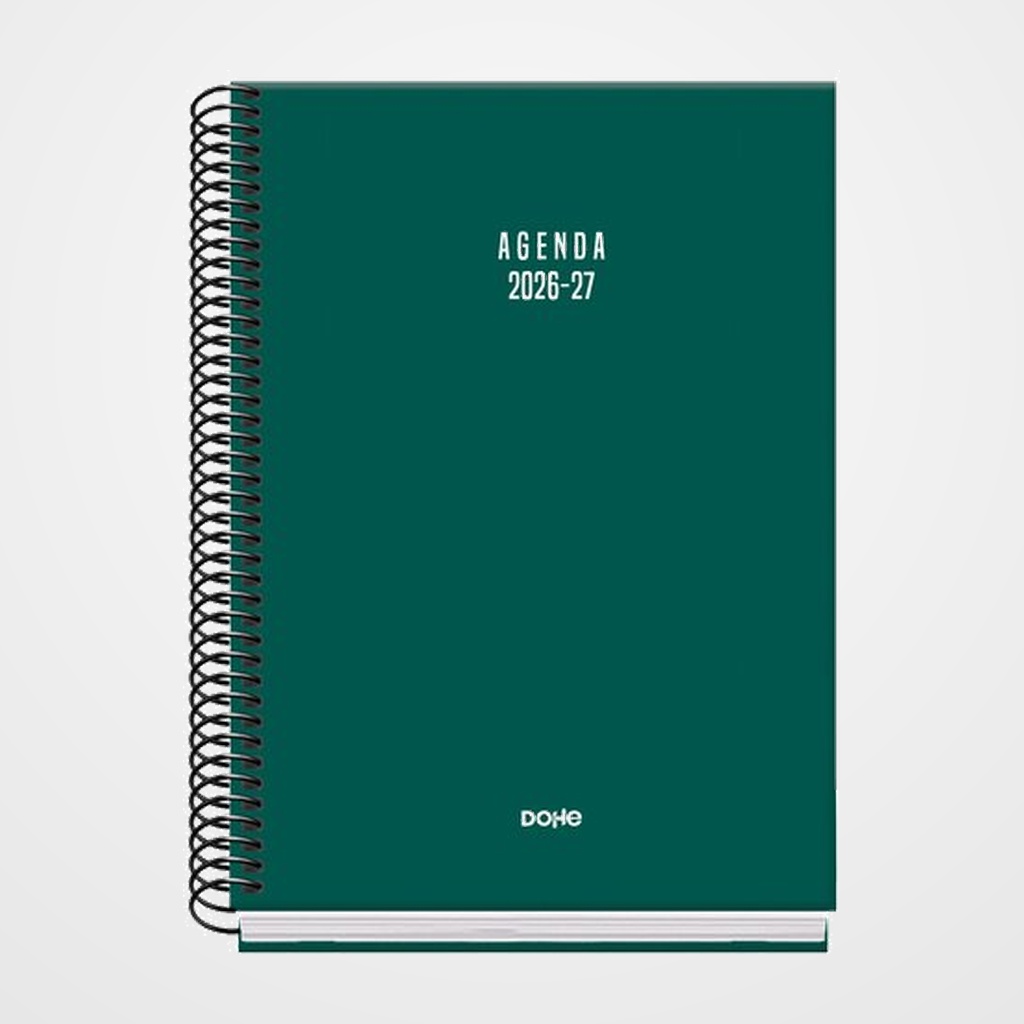 AGENDA ESCOLAR (2026-27) DOHE BASIC COLOUR VIBES ESPIRAL tapa EXTRA A5 S/V con GOMA VERDE
