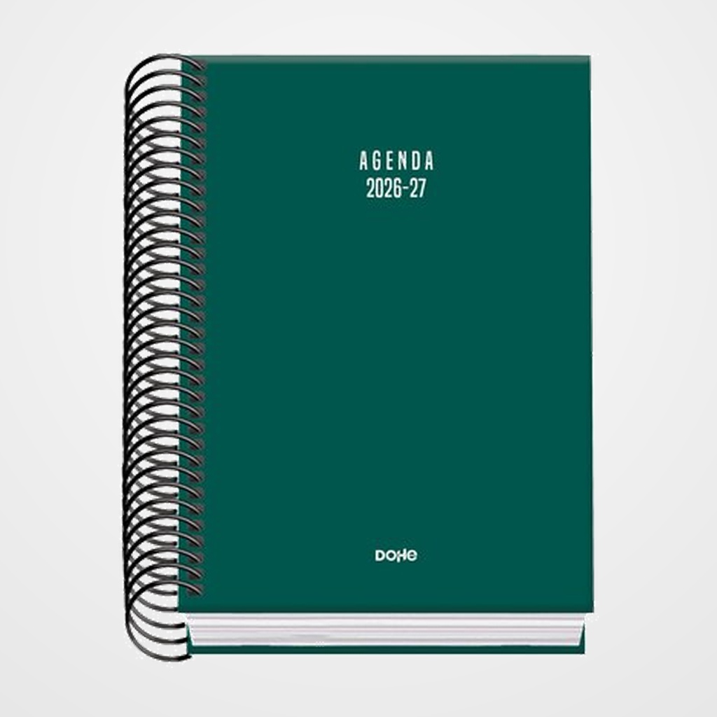 AGENDA ESCOLAR (2026-27) DOHE BASIC COLOUR VIBES ESPIRAL tapa EXTRA A6 D/P con GOMA VERDE