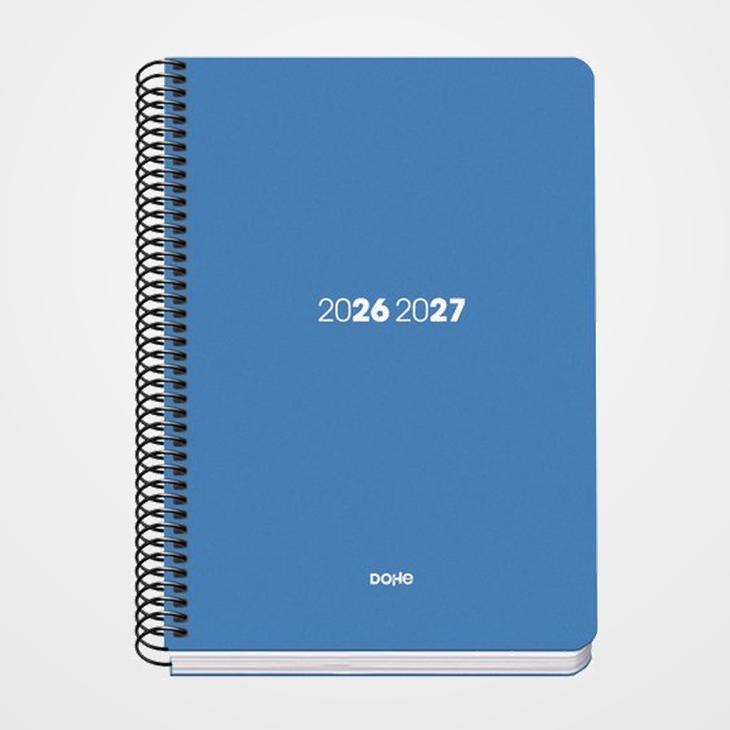 AGENDA ESCOLAR (2026-27) DOHE BASIC ELEMENT ESPIRAL tapa PP A5 D/P con GOMA AZUL