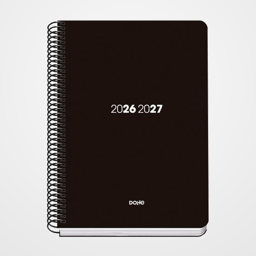 AGENDA ESCOLAR (2026-27) DOHE BASIC ELEMENT ESPIRAL tapa PP A5 S/V con GOMA NEGRO