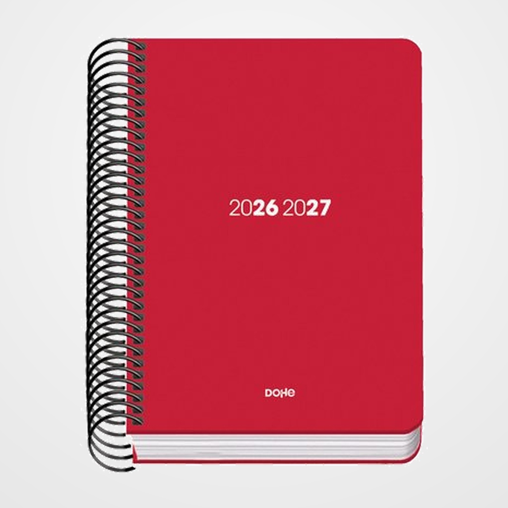 AGENDA ESCOLAR (2026-27) DOHE BASIC ELEMENT ESPIRAL tapa PP A6 D/P con GOMA ROJO