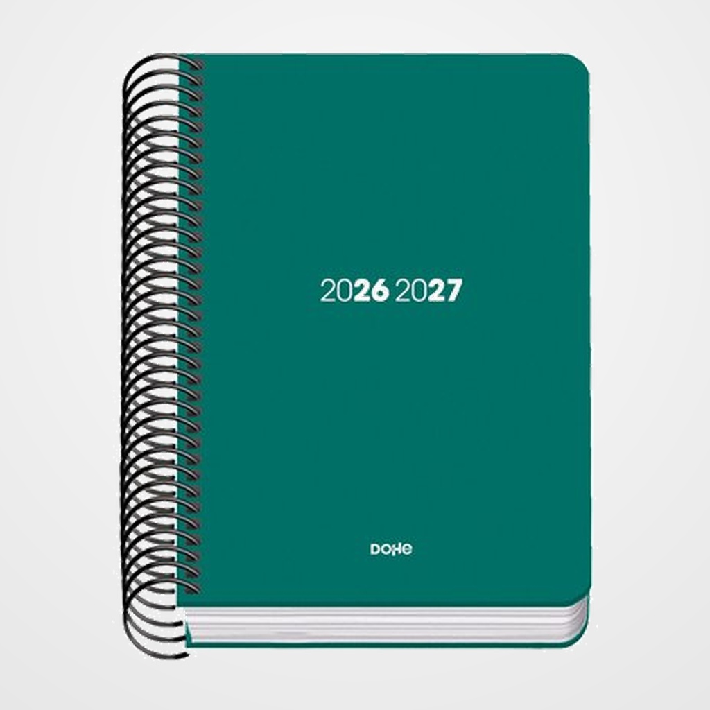 AGENDA ESCOLAR (2026-27) DOHE BASIC ELEMENT ESPIRAL tapa PP A6 D/P con GOMA VERDE