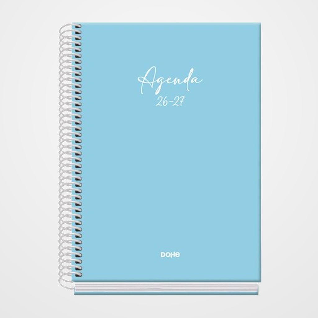 AGENDA ESCOLAR (2026-27) DOHE BASIC SERENITY ESPIRAL tapa EXTRA A5 S/V con GOMA AZUL