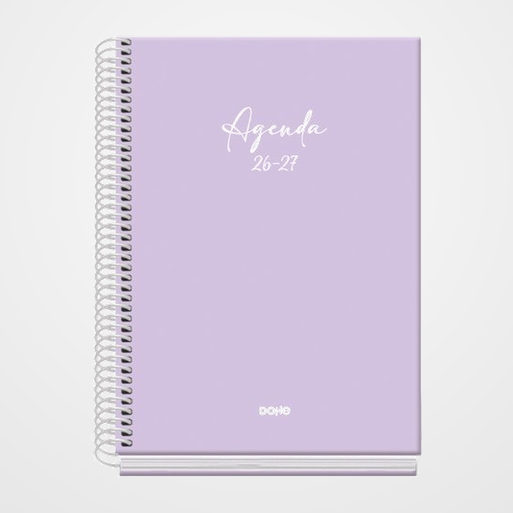 AGENDA ESCOLAR (2026-27) DOHE BASIC SERENITY ESPIRAL tapa EXTRA A5 S/V con GOMA MORADO