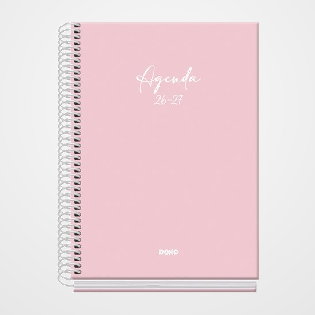 AGENDA ESCOLAR (2026-27) DOHE BASIC SERENITY ESPIRAL tapa EXTRA A5 S/V con GOMA ROSA
