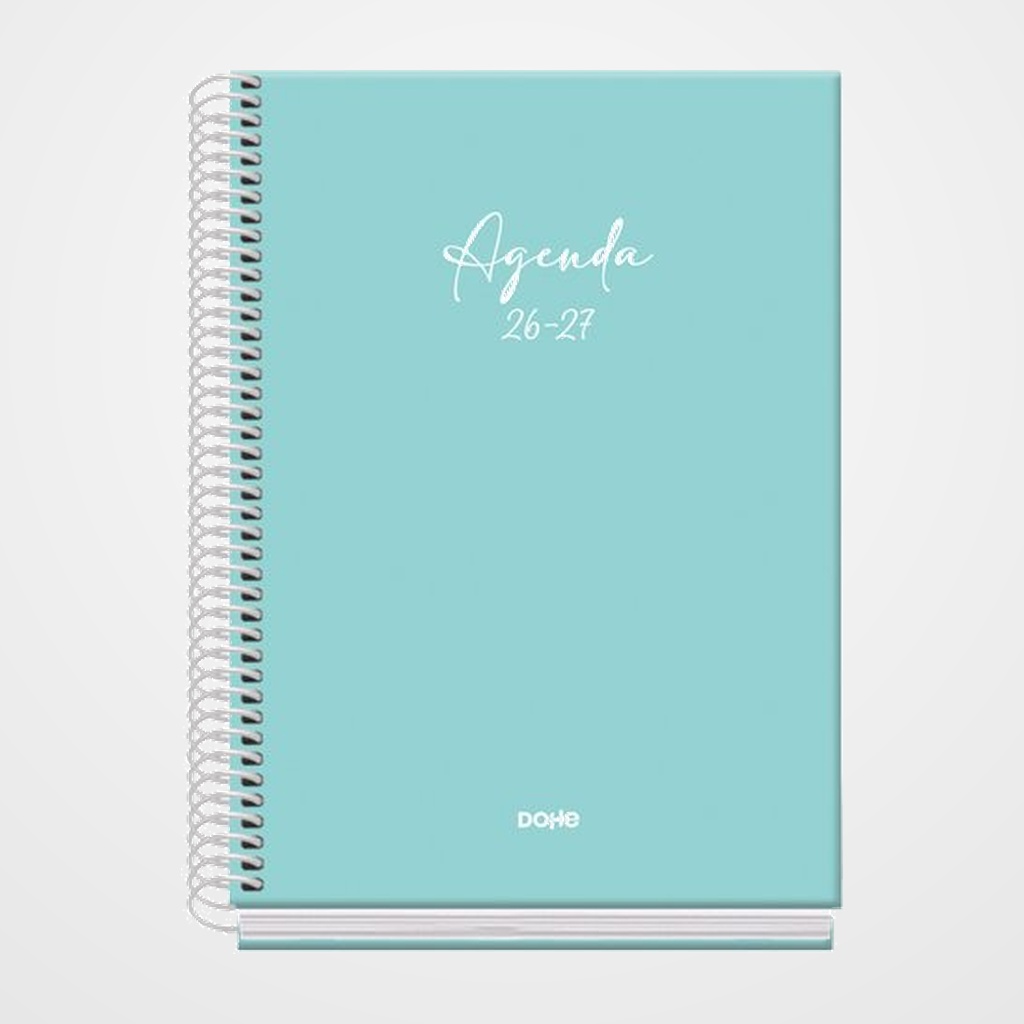 AGENDA ESCOLAR (2026-27) DOHE BASIC SERENITY ESPIRAL tapa EXTRA A5 S/V con GOMA VERDE
