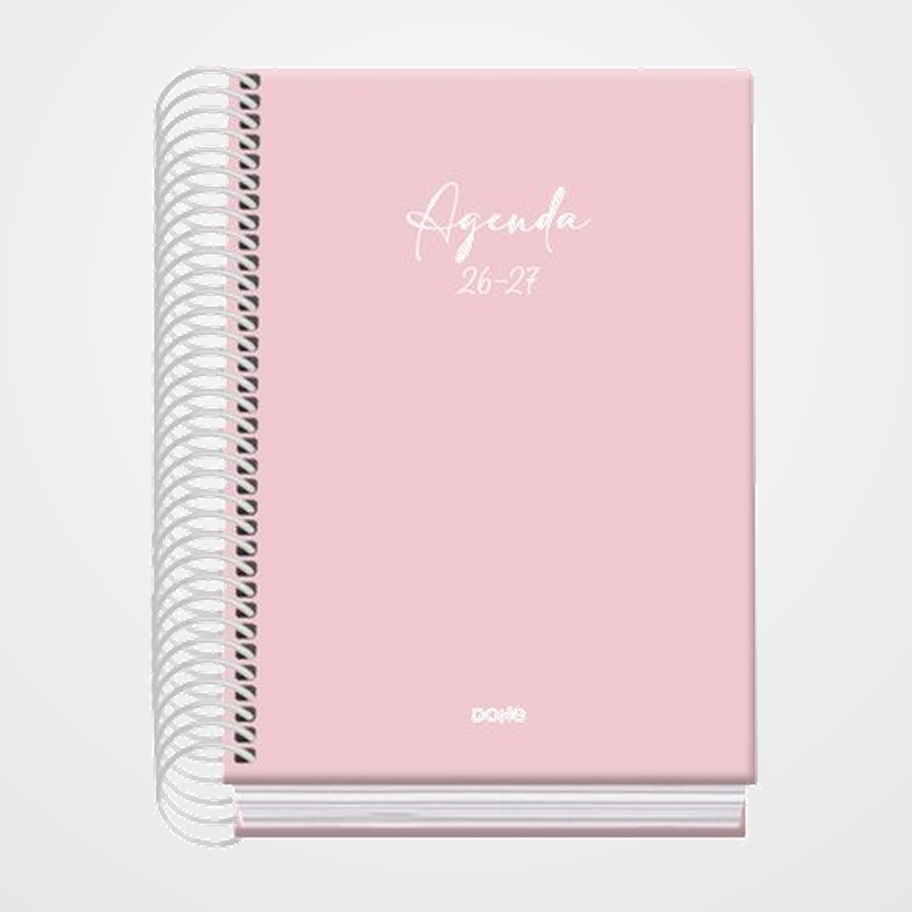 AGENDA ESCOLAR (2026-27) DOHE BASIC SERENITY ESPIRAL tapa EXTRA A6 D/P con GOMA ROSA