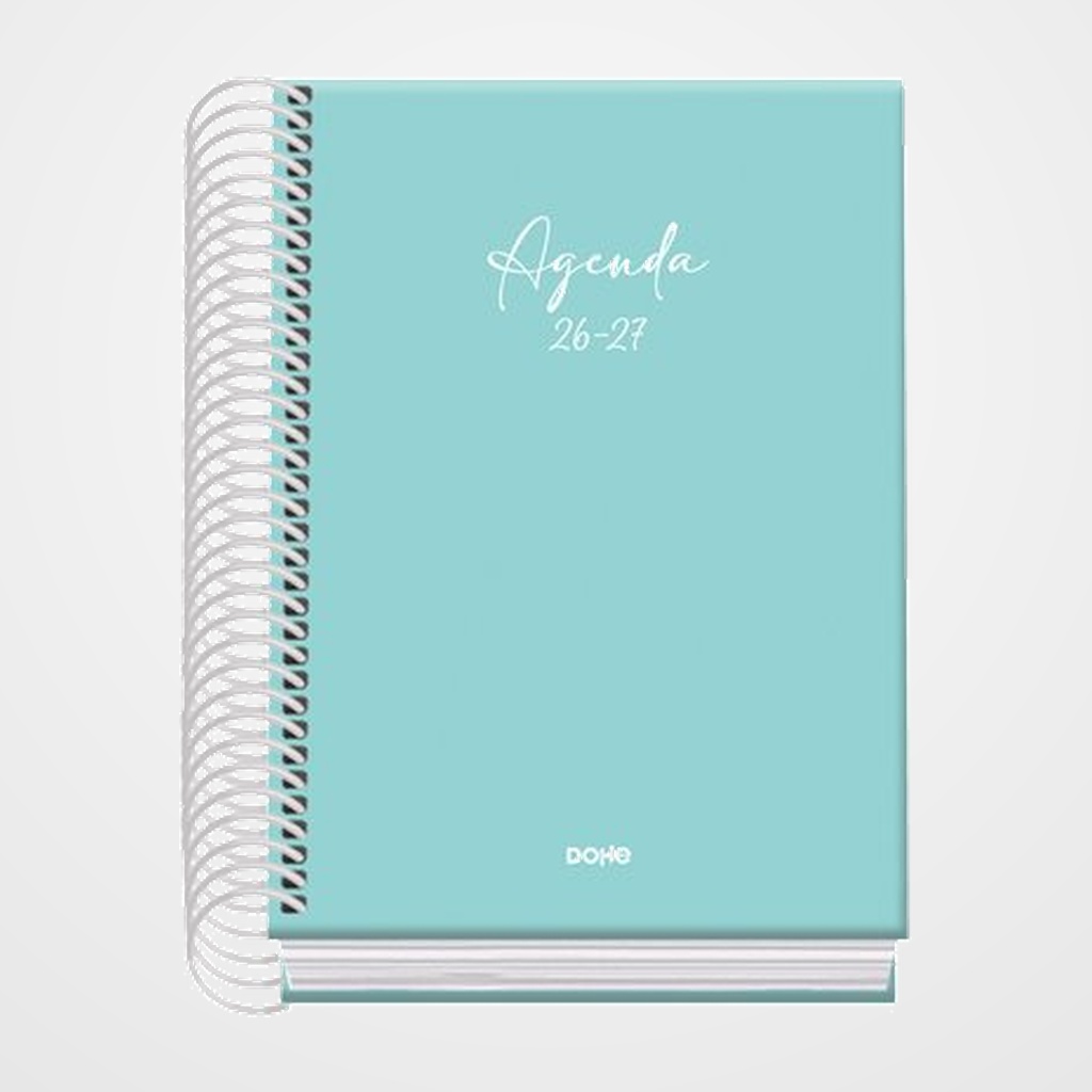 AGENDA ESCOLAR (2026-27) DOHE BASIC SERENITY ESPIRAL tapa EXTRA A6 D/P con GOMA VERDE