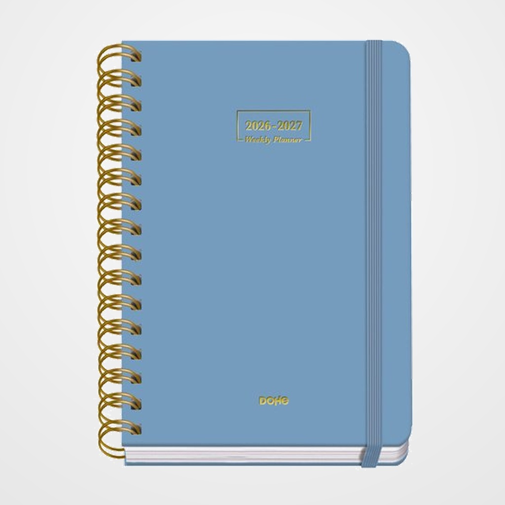 AGENDA ESCOLAR (2026-27) DOHE PREMIUM WIRE-O tapa EXTRA A5 S/V con GOMA AZUL