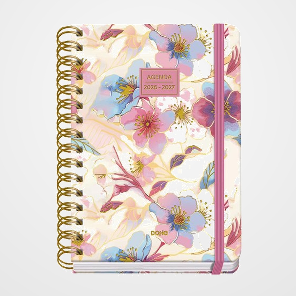 AGENDA ESCOLAR (2026-27) DOHE PREMIUM WIRE-O tapa EXTRA A5 S/V con GOMA MAGNOLIA