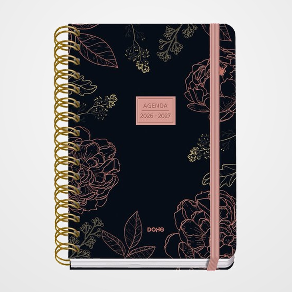 AGENDA ESCOLAR (2026-27) DOHE PREMIUM WIRE-O tapa EXTRA A5 S/V con GOMA NOIR