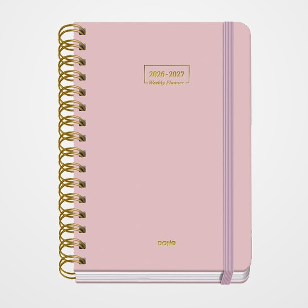 AGENDA ESCOLAR (2026-27) DOHE PREMIUM WIRE-O tapa EXTRA A5 S/V con GOMA ROSA