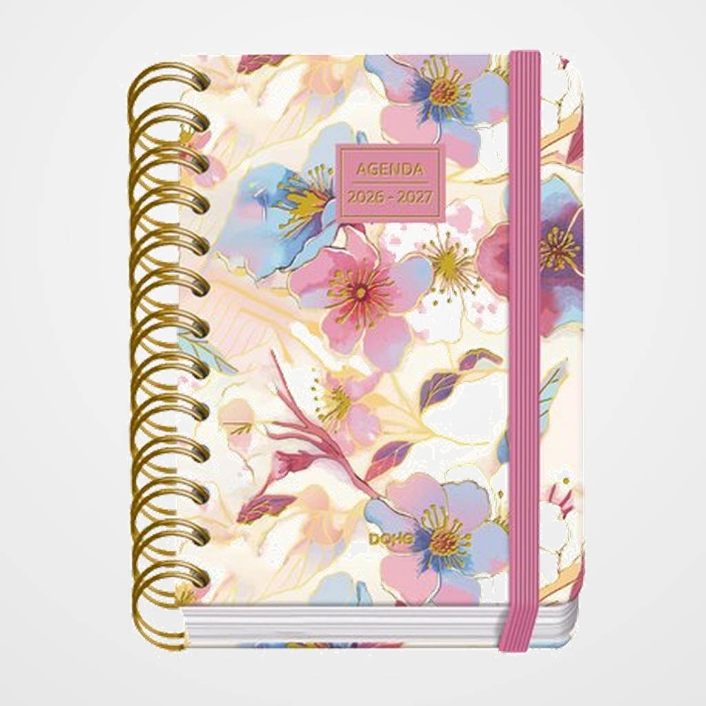AGENDA ESCOLAR (2026-27) DOHE PREMIUM WIRE-O tapa EXTRA A6 D/P con GOMA MAGNOLIA