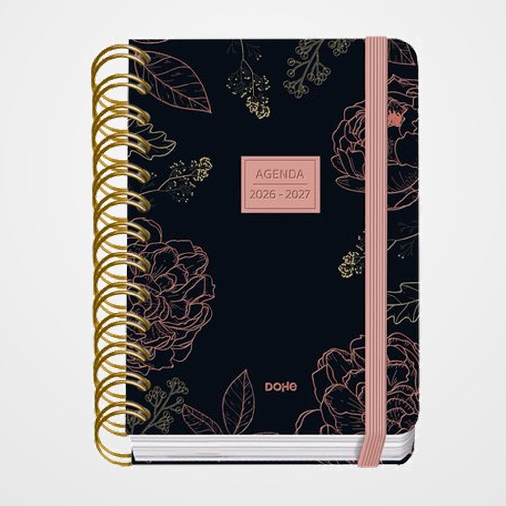 AGENDA ESCOLAR (2026-27) DOHE PREMIUM WIRE-O tapa EXTRA A6 D/P con GOMA NOIR