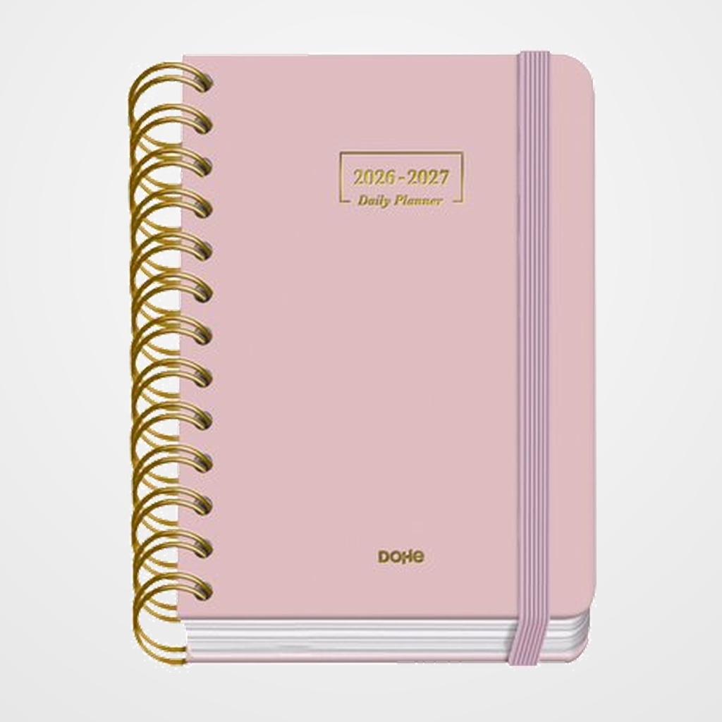 AGENDA ESCOLAR (2026-27) DOHE PREMIUM WIRE-O tapa EXTRA A6 D/P con GOMA ROSA