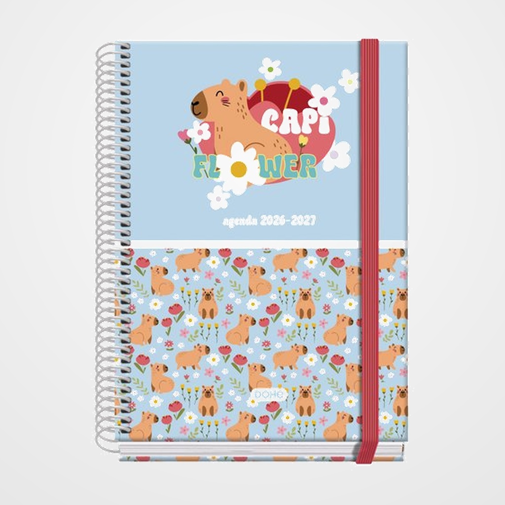 AGENDA ESCOLAR (2026-27) DOHE PRIME ESPIRAL tapa EXTRA A5 S/V con GOMA CAPI FLOWER
