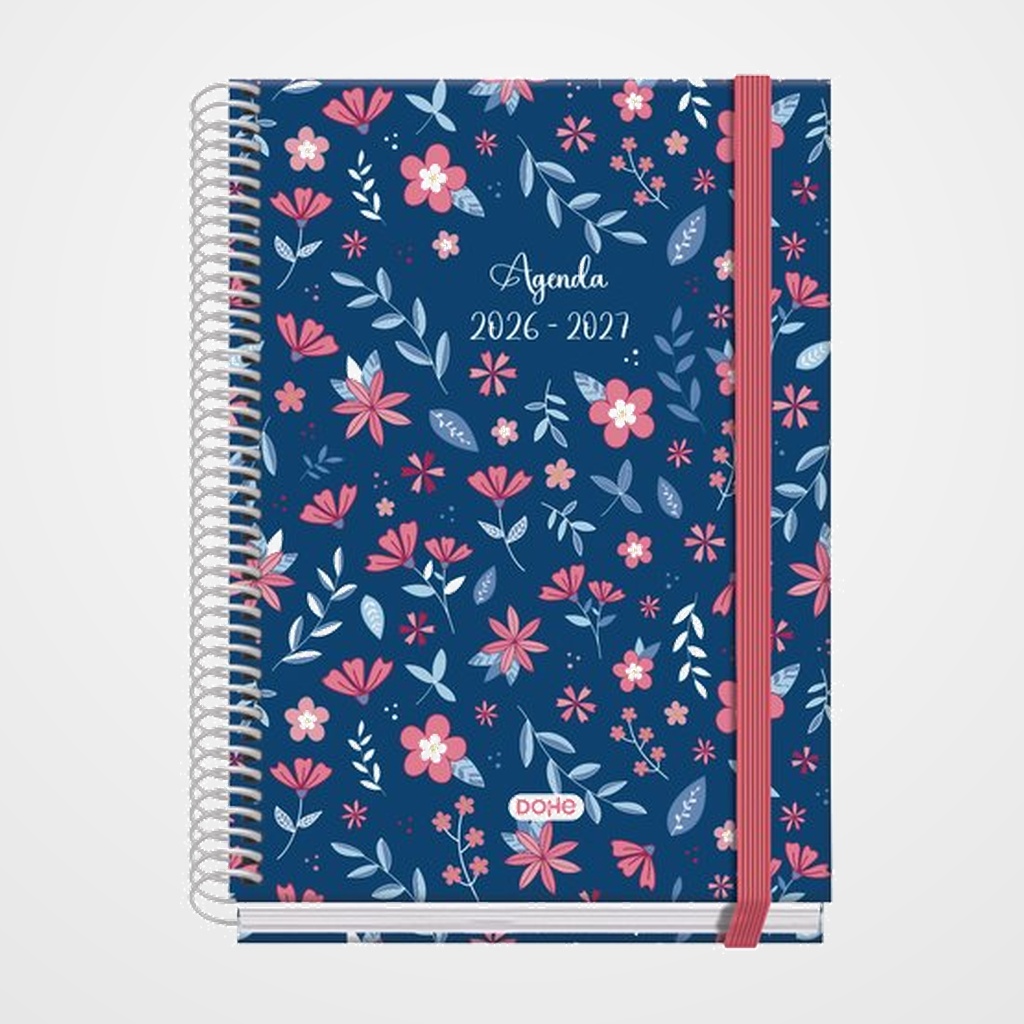 AGENDA ESCOLAR (2026-27) DOHE PRIME ESPIRAL tapa EXTRA A5 S/V con GOMA LOVELY