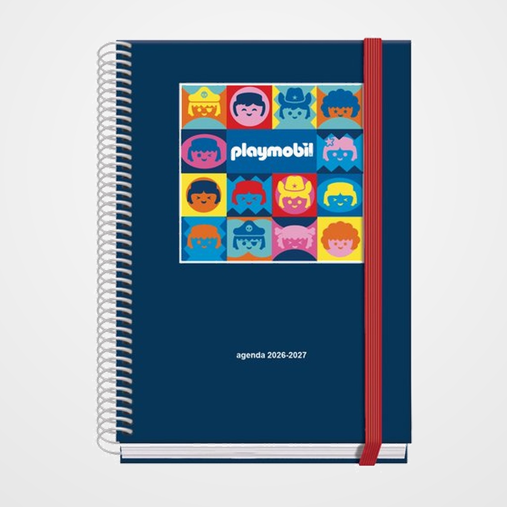 AGENDA ESCOLAR (2026-27) DOHE PRIME ESPIRAL tapa EXTRA A5 S/V con GOMA PLAYMOBIL