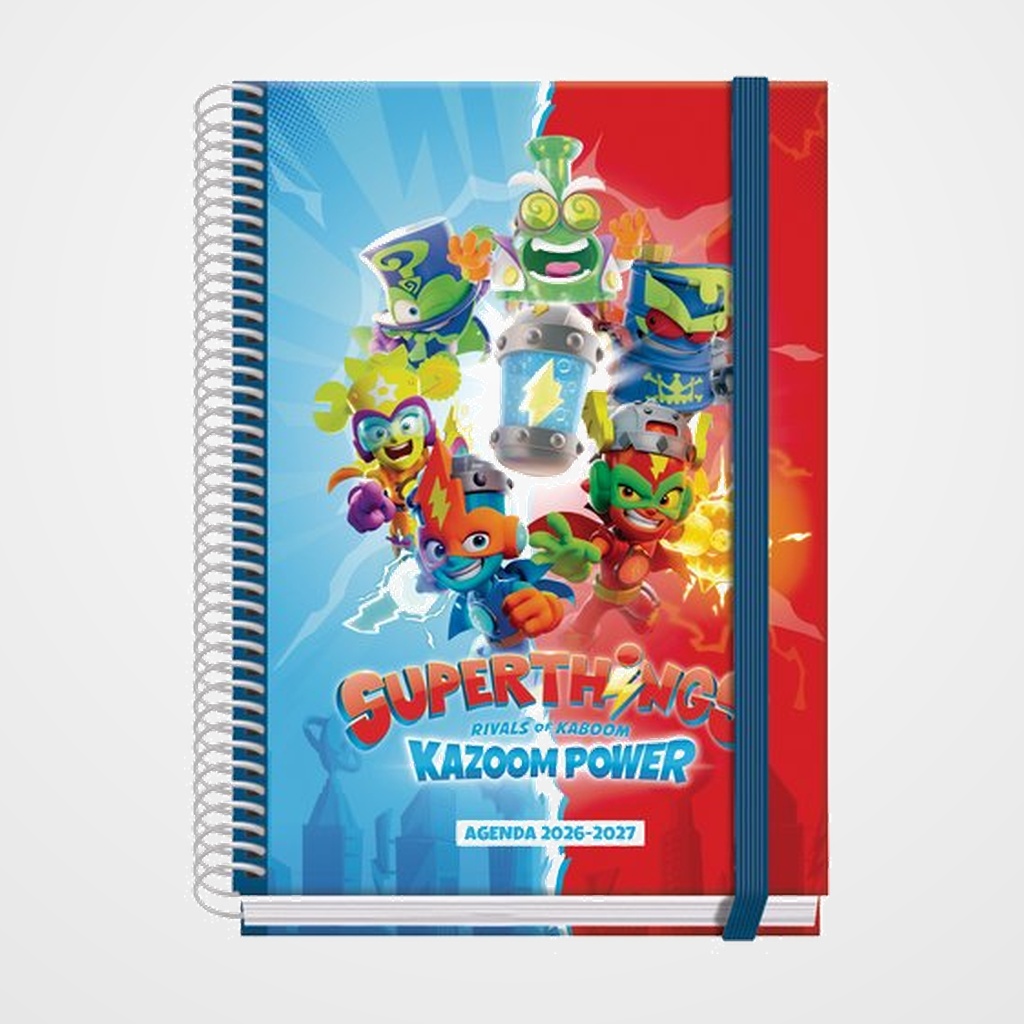 AGENDA ESCOLAR (2026-27) DOHE PRIME ESPIRAL tapa EXTRA A5 S/V con GOMA SUPERTHINGS