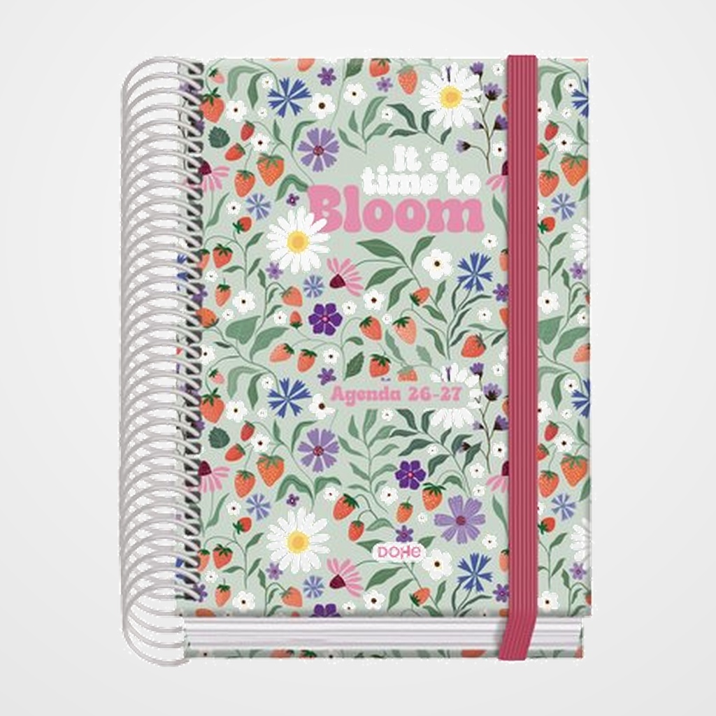 AGENDA ESCOLAR (2026-27) DOHE PRIME ESPIRAL tapa EXTRA A6 D/P con GOMA BLOOM