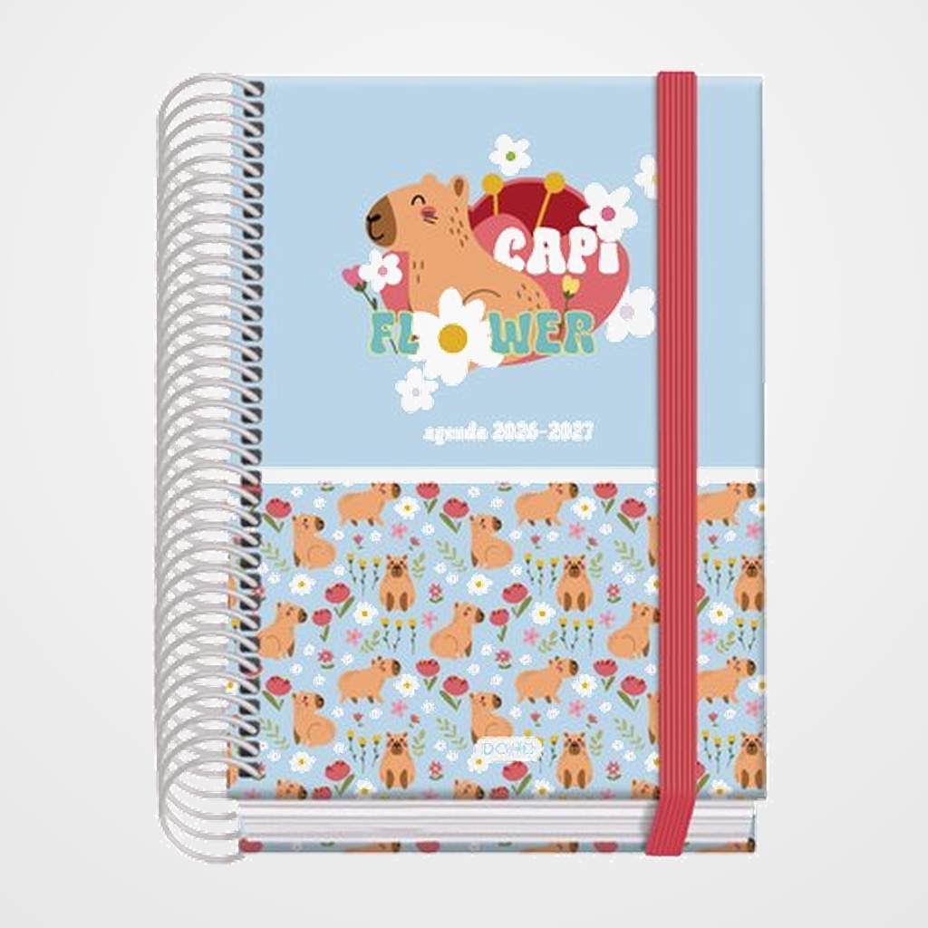 AGENDA ESCOLAR (2026-27) DOHE PRIME ESPIRAL tapa EXTRA A6 D/P con GOMA CAPI FLOWER