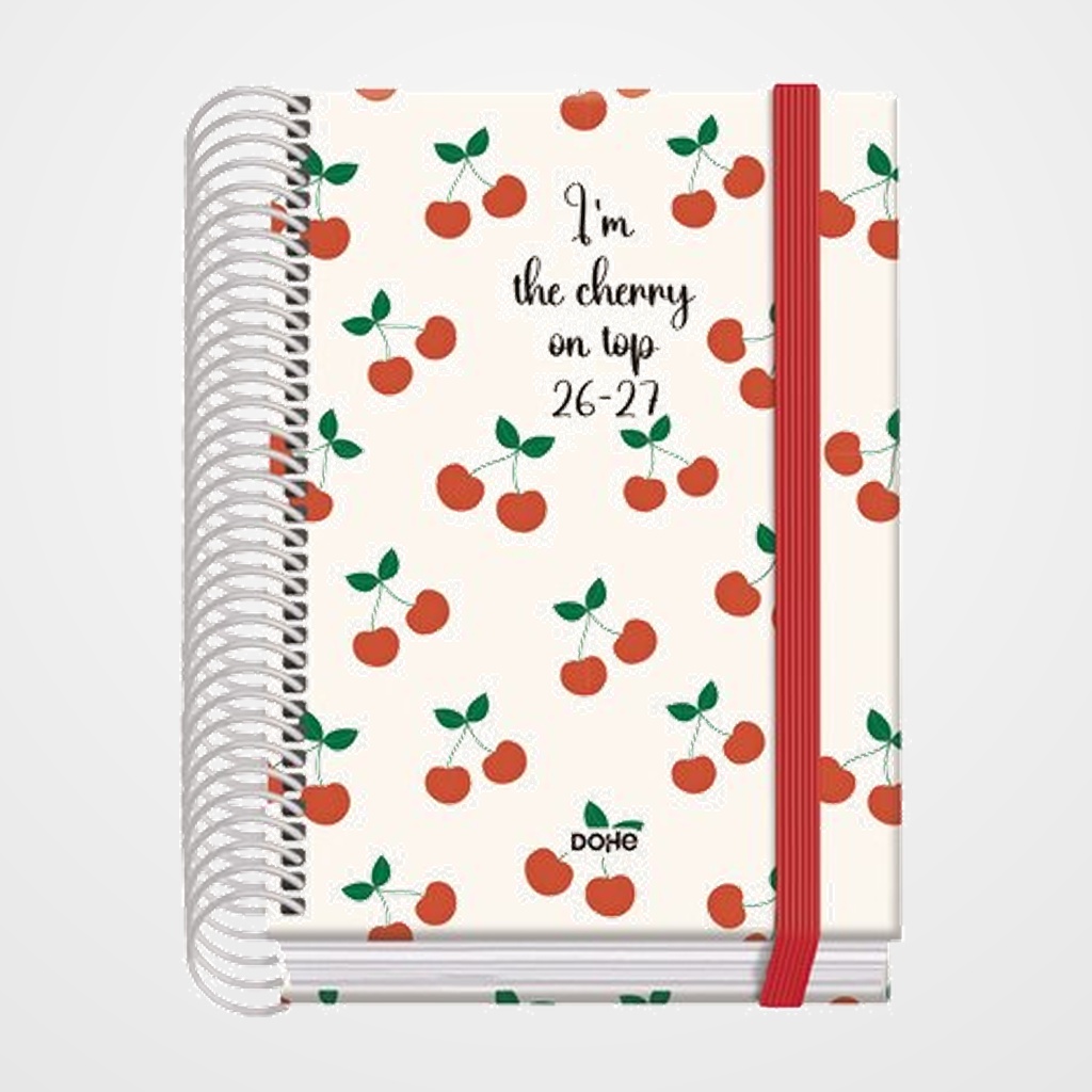 AGENDA ESCOLAR (2026-27) DOHE PRIME ESPIRAL tapa EXTRA A6 D/P con GOMA CEREZAS