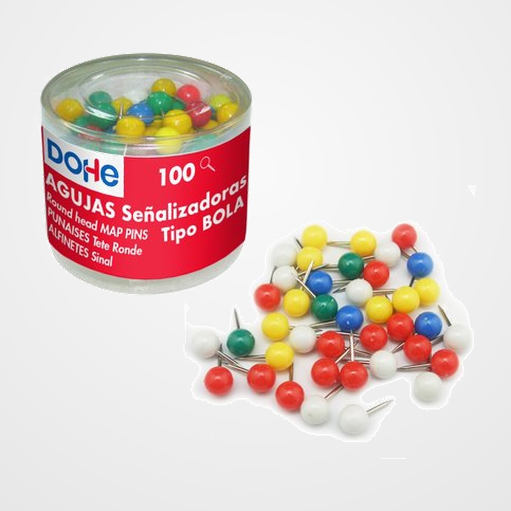 AGUJA SEÑALIZADORA PUSH-PIN DOHE BOLA CAJA de 100