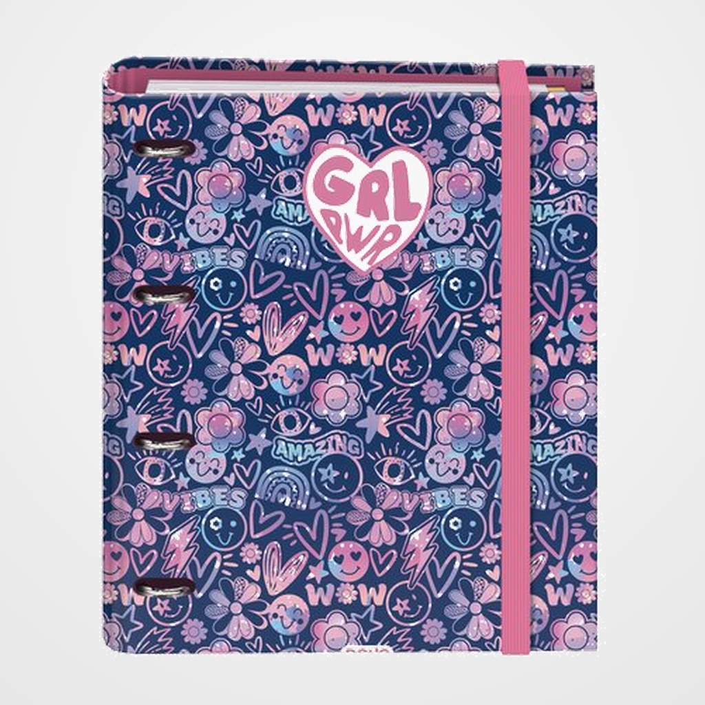 CARPEBLOC DOHE GIRL POWER A4 POLYFOAM 4 ANILLAS MIXTAS 35 mm con RECAMBIO 100hj. 90gr. CUADRIC.5x5 AZUL