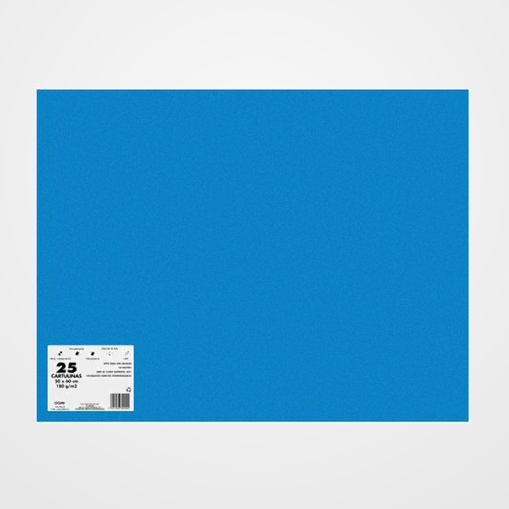 CARTULINA 50x65 DOHE 180g AZUL BERMUDAS PAQUETE de 25